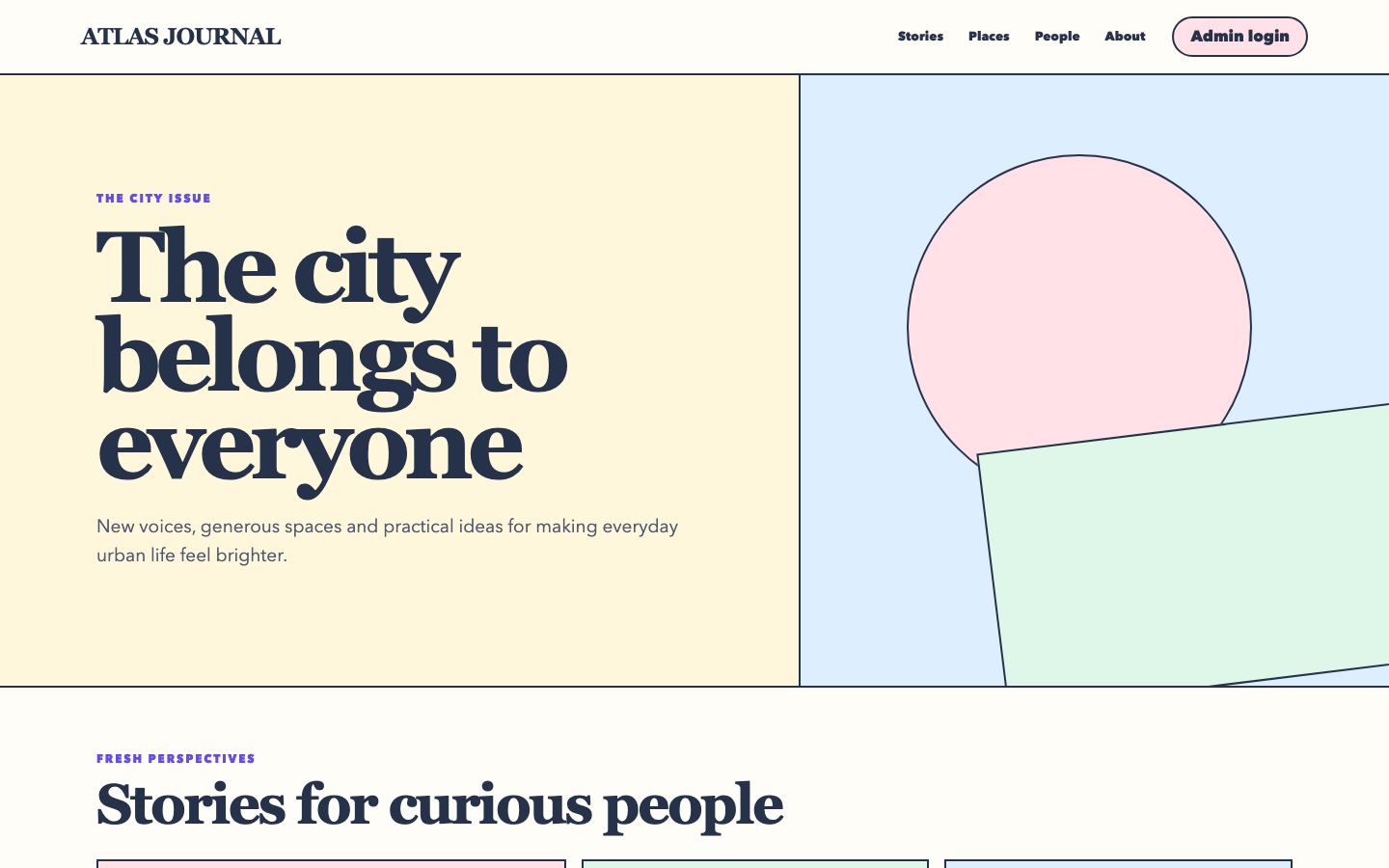 Atlas Journal public homepage before the CMS test