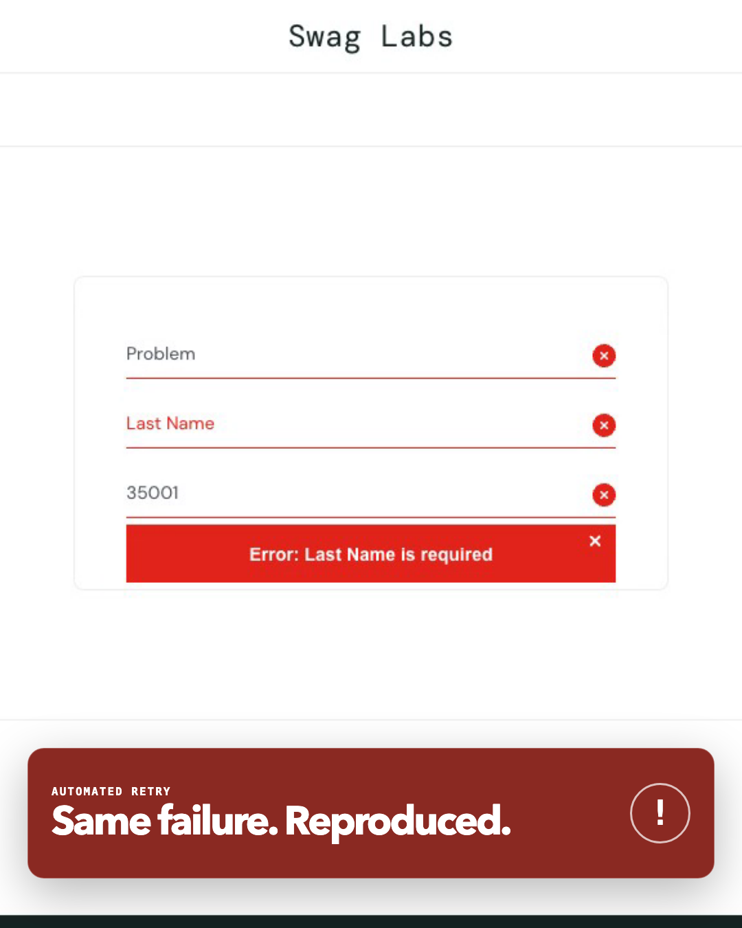 Automated retry reproducing the ecommerce checkout failure